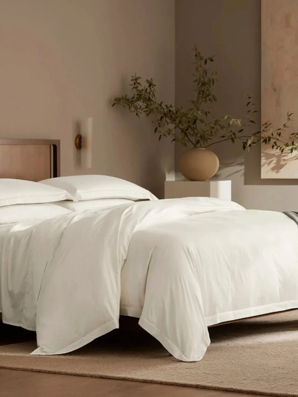 Boll & Branch Signature Hemmed Organic Cotton CREAM KING Duvet Cover Set. 2 Sham